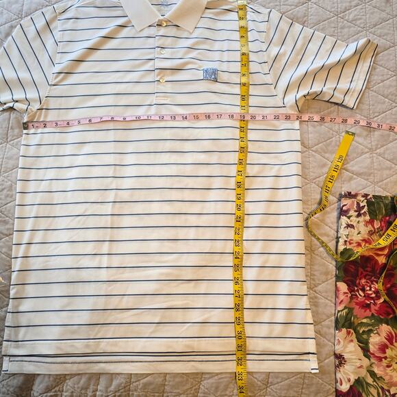 Turtleson Tour Performance Polo Men's L Blue White Stripe Monogram Golf READ - Picture 7 of 8